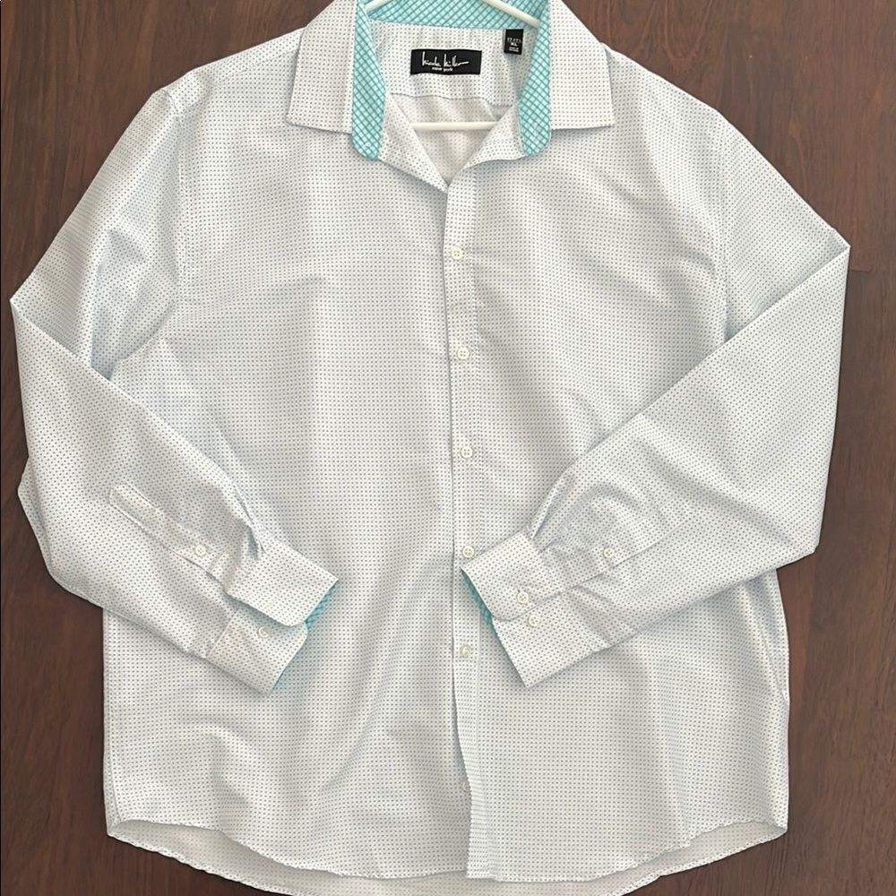 Men's Aqua/White dot pattern Shirt